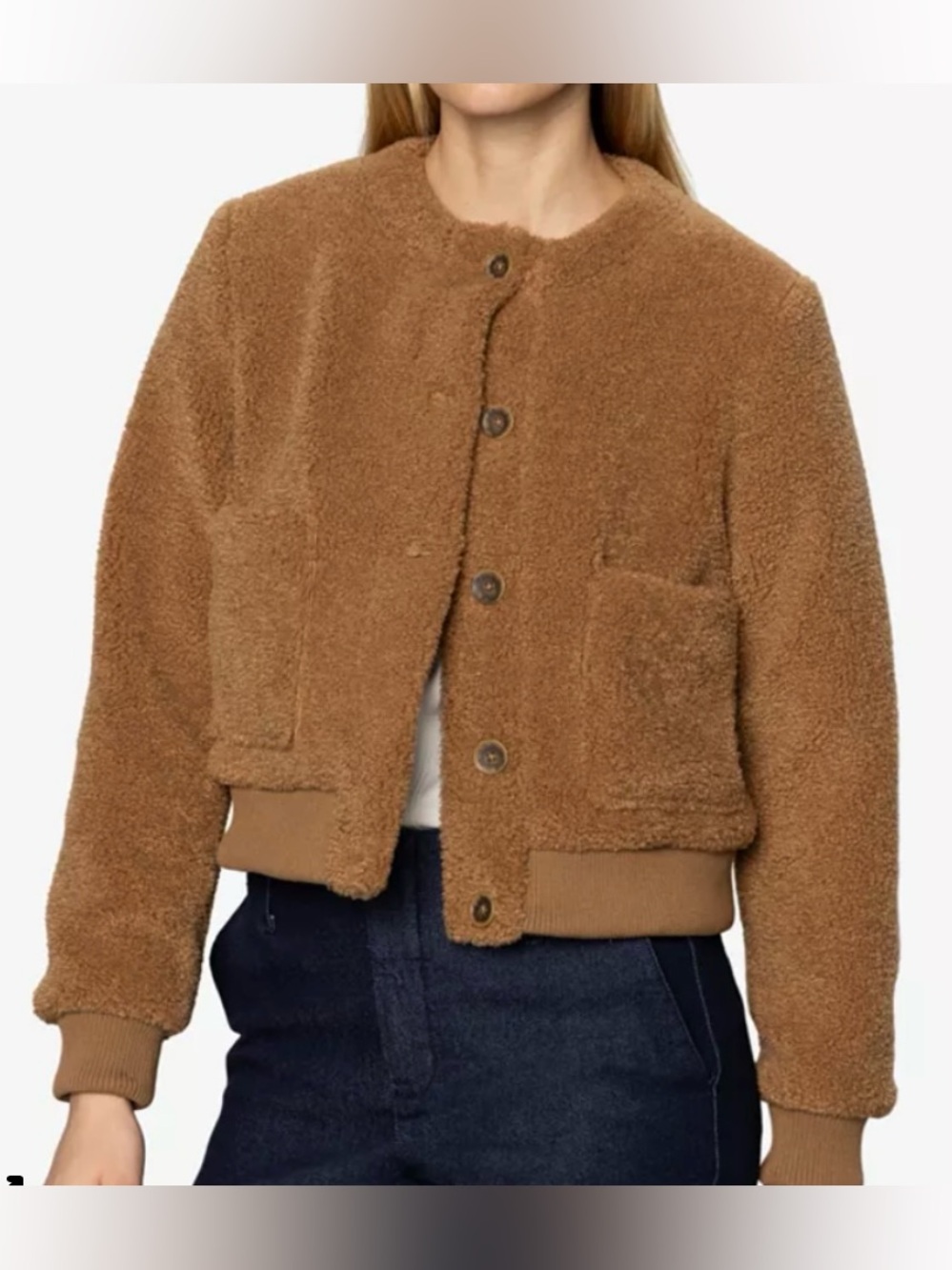 Sanctuary Brown Solid Bomber Jacket Button
Front Pockets Long Sleeve
XS